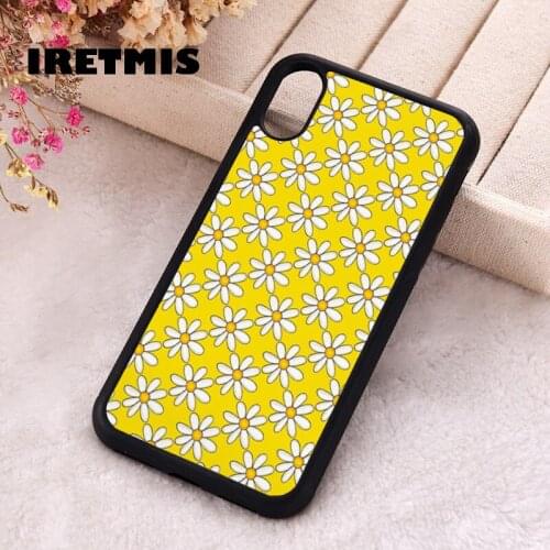 Iretmis 5 5S SE 2020 Phone Cover Case for iPhone 6 6S 7 8 Plus X Xs XR 11 12 Mini Pro Max Rubber Silicone Yellow Daisy Pattern