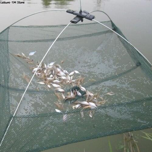 Foldable Mesh Baits Trap Cast Dip Net 60*60/80*80 cm Crab Shrimp Smelt Eel Crab Lobster Minnows Shrimp Crawfish Net