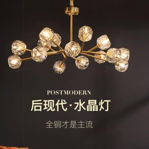 Modern American ALL Copper Crystal Chandelier Lighting and Dining Room Luxury Gold Lustre Kitchen Molecular art Hanging Lamps