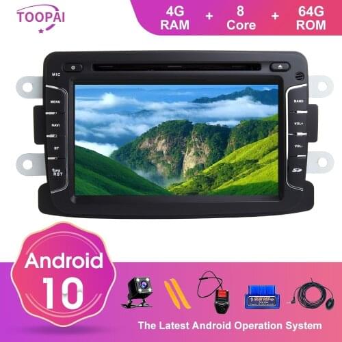 TOOPAI Android 10 For Renault Duster Dacia Logan Sandero Xray 2 GPS Navigation Multimedia Auto FM Radio Stereo Head Unit DVD SWC