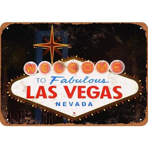SmartCows Vintage Metal Tin Sign 8 x 12 Inches - Welcome to Fabulous Las Vegas - Retro Decorative Sign