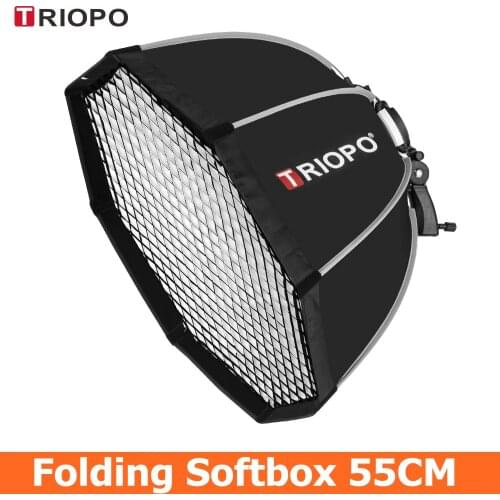 TRIOPO 55cm Octagon Umbrella Softbox with Honeycomb Grid For Godox Flash speedlite photography studio accessories soft Box
