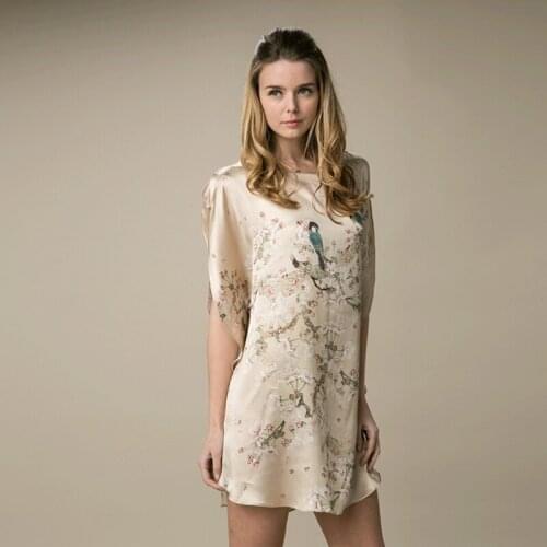 Women Nightdress Silk Women Lady Summer Queen New Night Heavy Silk Plus Size Loose Home Casual Dress Bat ShirtNightgown