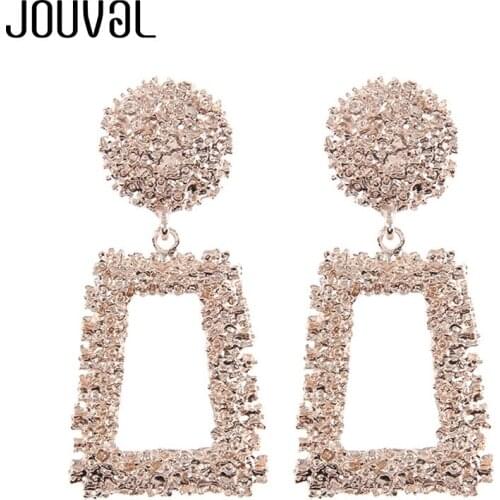 JOUVAL Punk Metal Drop Earrings For Women Female Brincos Dangle Round Hyperbole Geometric Fashion Statement Party Club Jewelry