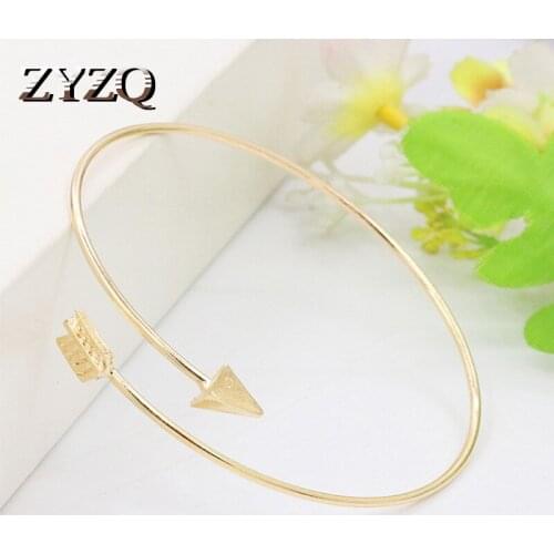 ZYZQ Fashion Simple Bangle For Women Lovely Arrow Triangle Feather Shaped Adjustable Open Bangle For Women Wholesale Lots&Bulk