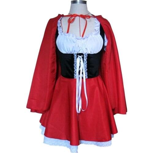 Plus Size 6XL Sexy Little Red Riding Hood Dress Women Halloween Party Cosplay Fantasia Game Costume Uniform