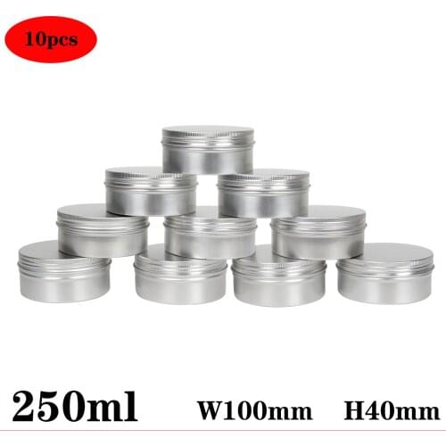 Black White Aluminum Tin Can with Round Thread 250ml Metal Jar Elegant Candy Candle Refillable Aluminum Box Containers 8.5oz