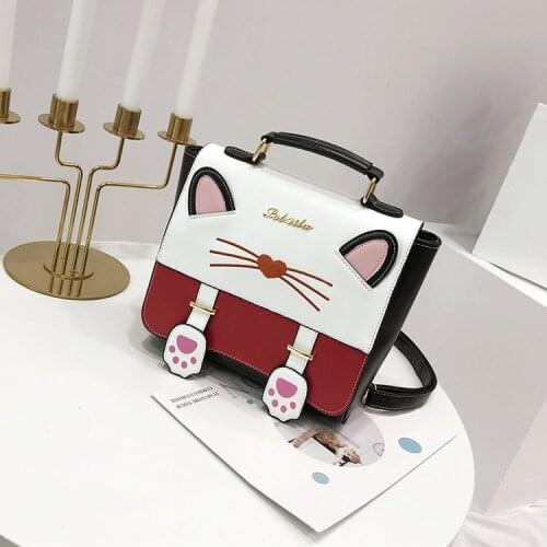 Animals Printed Cartoon PU Creative Students Fashion Girls Lolita Cat Crossbody Bag Travel Shopping Shoulder Backpack Zipper Bag