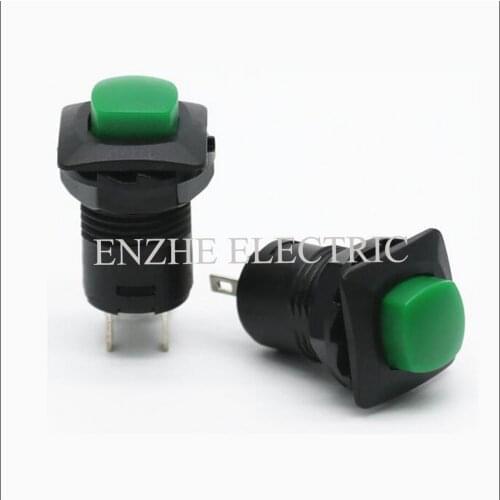 100pcs Size 12.5MM Mini Push Button Switch DS-225 OFF-(ON) 1A250VAC Self-Rolocking Rocker Switch Red Yellow Blue Green Black