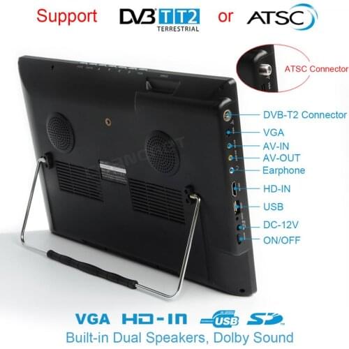 2021 Kang Shida D14 14-Inch Hd Portable Tv Mini Small Car Tv Supports Mp4 Ac3 Hdin Ps4 Display Dvb-T2 Atsc Digital Analog Tv