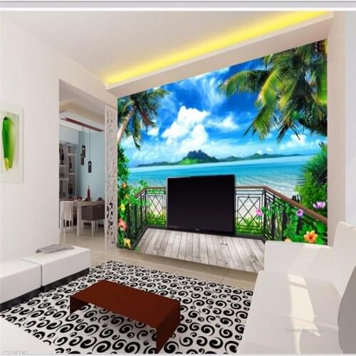 Beibehang 3D wallpaper beach landscape mural wallpaper for living room bedroom sofa background wall paper Photo Wallpaper