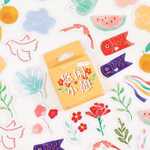 46 pcs/box Watercolor graffiti Decorative Stationery Planner mini Stickers Scrapbooking DIY Diary Album flower Stick Lable