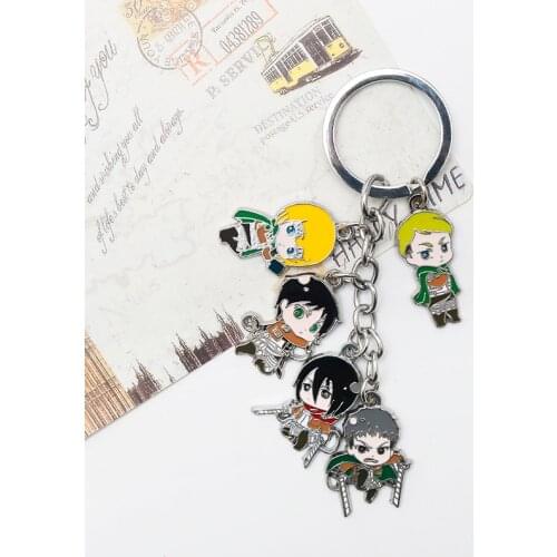 Anime Attack on Titan Key Chain Comic Figure Armin Arlert Mikasa Ackerman Eren Jäger Enamel Pendant Keyring Cosplay Gifts New