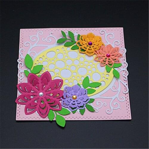 AZSG Hollow Out Round With Frame Cutting Die for DIY Scrapbooking Decoretive Embossing Stencial DIY Decoative Cards die cutter