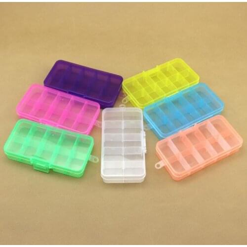 Free Shipping+Wholesale Adjustable 10 Compartment Plastic Storage Box For Jewelry Earring Tool Container Organizer,300pcs SN312