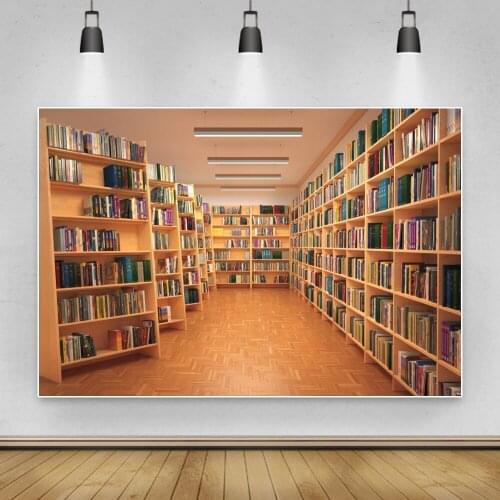 Laeacco Books Wooden Shelf For Books Library Corridor Interior Photocall Photographic Background Photo Backdrop Photo Studio
