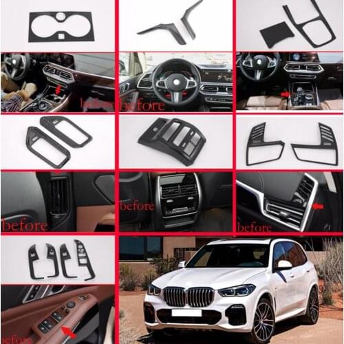 For BMW X5 G05 2019 2020 Car Decoration Carbon Fiber Style Inside Interior Cover Trim Full Set 14Pcs