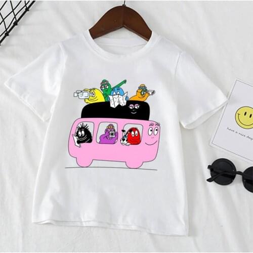 New Childrens Cartoon Barbapapa Cate Clothes For Children 2021 Printing Summer Kawaii Short Sleeved T-shirt Tops,ooo5162