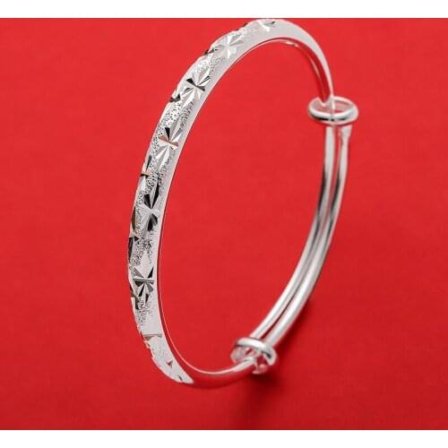 Hot new Fashion Shining gypsophila stars bangles 999 Sterling Silver Bracelets for Women adjustable wedding Party Gifts Jewelry