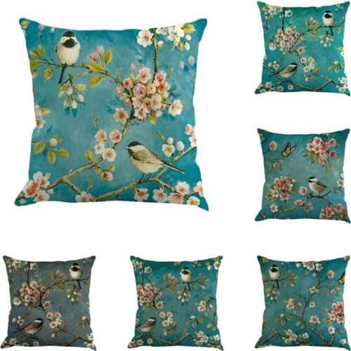 GY0654 Branch Birds Pattern Cushion Case (No Filling) 1PC Polyester Home Decor Bedroom Decorative Sofa Car Throw Pillows