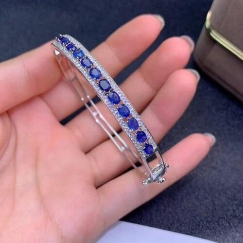 KJJEAXCMY fine jewelry 925 sterling silver inlaid natural sapphire new girl luxury hand bracelet supports test Chinese style