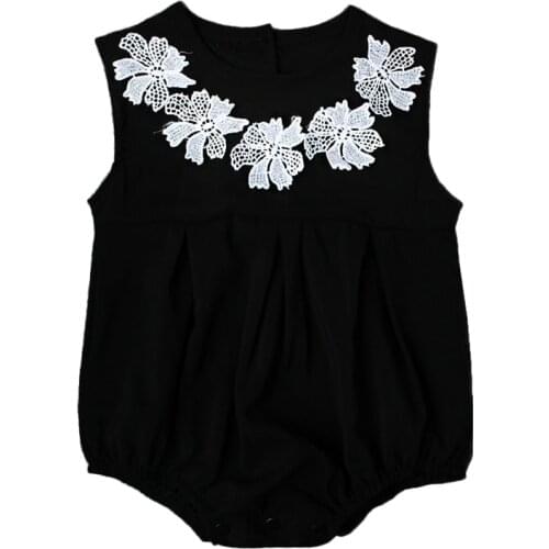 Triangle climb clothes 2017 Newborn Infant Baby Girl Flower embroidered conjoined Lace-collared Romper Sunsuit Jumpsuit