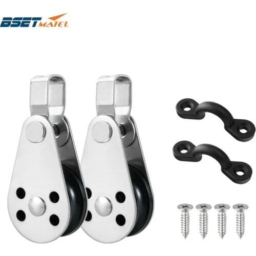 BSET MATEL Kayak Canoe Anchor Trolley Kit 2 Stainless Steel Pulleys Blocks 2 Nylon Pad Eyes Boat Kayak Accessories