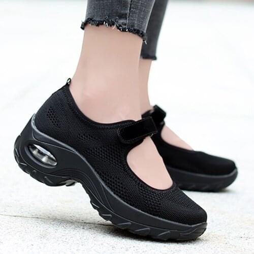 2020 New Air Cushion Flat Shoes Women Mesh Sneakers Breathable Women Shoes Increase Ladies Casual Shoes 35-42