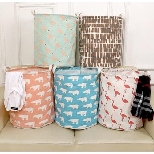 Round Bucket Folding Storage Box 18 Models Cartoon Waterproof Laundry Basket Desktop Childrens Toys Portable Sundries Organizer