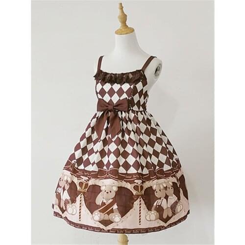 Sweet Lolita JSK Dress Bear Printed Cute Girls Day Dress