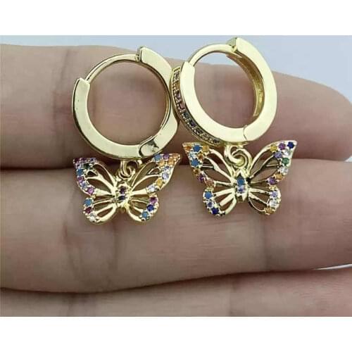 Fashion Gold Butterfly Earrings top quality AAA Zircon Earrings suitable for womens Korean fashion jewelry 2021