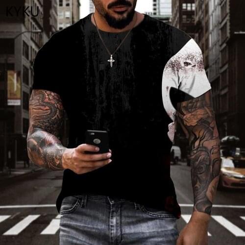 KYKU Brand Skull T shirt Men Rock Shirt Print Hip Hop T-shirts 3d Harajuku Tshirt Printed Short Sleeve Punk Rock Printed Male