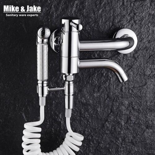 Bathroom bidet shower mixer wall mounted bidet mixer faucet mop tap with shattaf set cold and hot bidet shower MJ5881