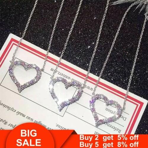 Charm Heart shape Promise Pendant AAAAA cz Real 925 sterling silver Engagement Wedding Pendants necklaces for women Jewelry