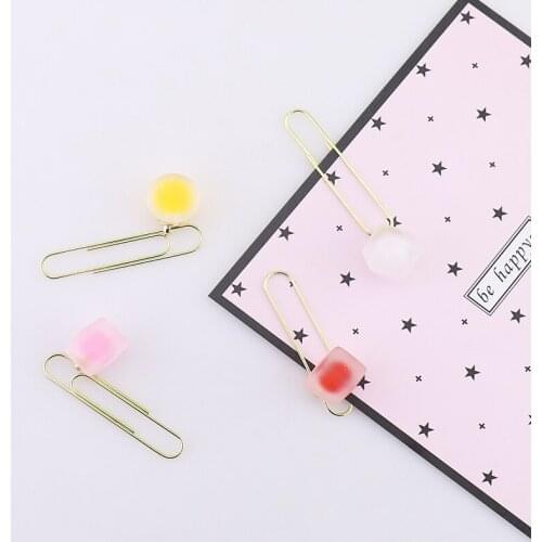 3PCS/LOT Electroplated Gold Stationery Folder t06 School Grinding H0165 Metal Paper Clip