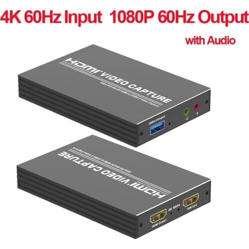 4K 60Hz HDMI-compatible Video Capture Card Audio Embed TV Loop 1080P @60Hz Game Record Plate Live Streaming USB 3.0 Grabber PS4