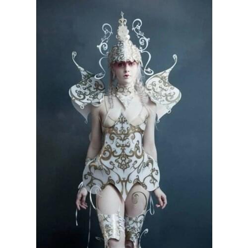 Luxuriou nightclub Catwalk Royal female general retro pattern armor bar gogo costume party girl ds costume