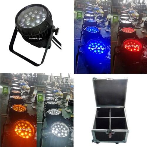 Flightcase) 4pcs/lot stage light par wireless zoom par 64 rgbwa 18x15w 5in1 led wash par dmx par can outdoor
