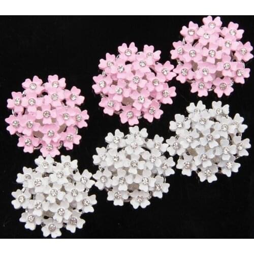 Cute 5pcs/lot 25MM Flower Alloy Button Special Shiny Rhinestone Diamond Button Wedding Decorative Jewelry Diy Hair Accessory