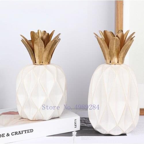 Creativity Simulation Fruit Abstract Golden Ceramics Pineapple Crafts Handicrafts Modern Home Decoration Miniature Figurines
