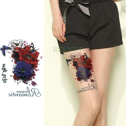 Waterproof Temporary Tattoo Sticker Peony Butterfly Rose Fake Tatto Flash Tatoo Back Leg Arm belly big size for Women girl Men