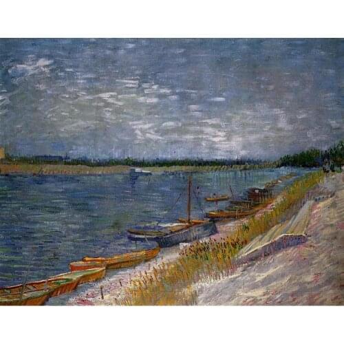 High quality Vincent Van Gogh paintings Moored Boats oil on canvas hand-painted Home decor