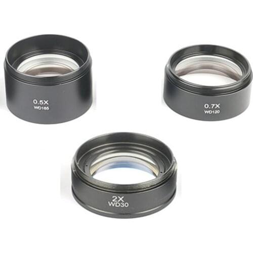 WD165 0.5X 0.7X 2X Auxiliary Objects Lens Microscope Camera Lens For Trinocular Stereo Zoom Microscopes Barlow Glass Len