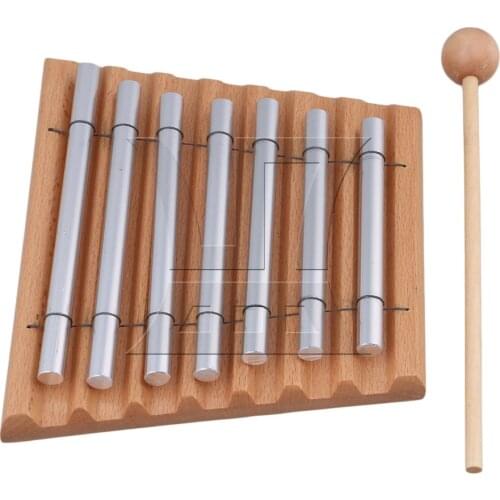 Yibuy 7 Aluminum Tube Woodstock Percussion Instrument 7 Tone Chime with Mallet