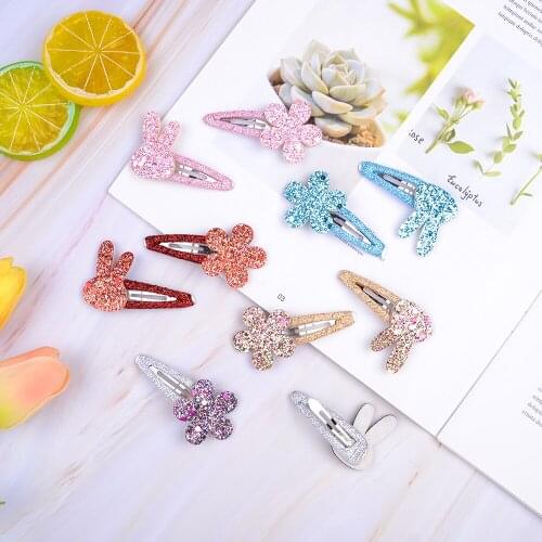 2Pcs/Lot Glitter Hair Clips Set For Kids Girls Candy Color Snap Silver Barrettes Mini Cute Hairpins Kids Hair Accessories