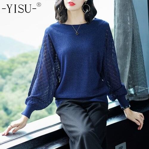 YISU Women Sweater 2019 spring Round neck Sweater Female Jumper Women thin Sweater Bat sleeve Knitted Loose Jumper Pullover