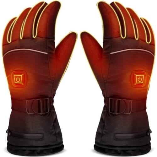 Winter Thermal Gloves Waterproof Electric Heated Gloves Battery Powered For Outdoor Warm Ski Climbing Heating Gloves