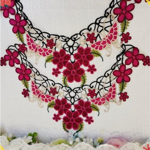 1 PC 37*29.5cm Black Brand New Venise Leather Lace Applique Trims Lace Collar for Garment Accessories