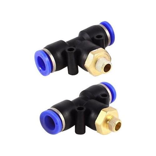 2 Pcs 9.5mm Male Thread 10mm Air Pneumatic Hose Connector Quick Joint Fitting