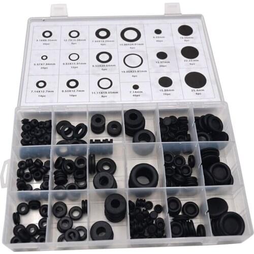 250Pcs Rubber Grommet Firewall Hole Plug Set Electrical Wire Gasket Assortment